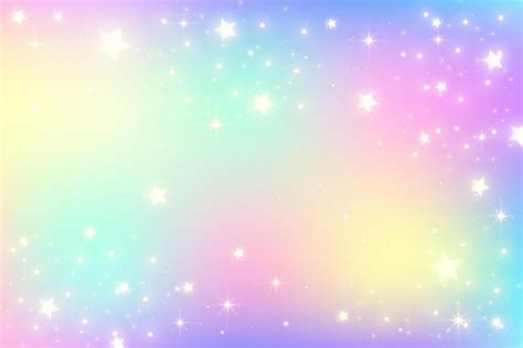 Rainbow Unicorn Pastel Background With Glitter Stars Pink Fantasy Sky