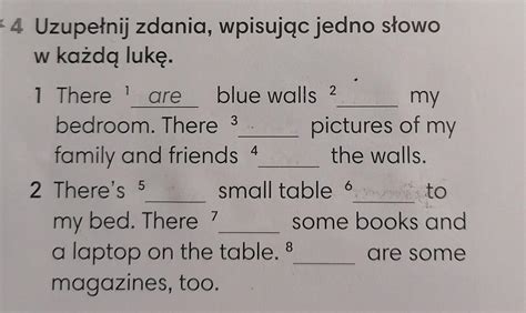 Uzupełnij zdania wpisując jedno słowo w każdą lukę Brainly pl