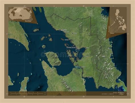 Samar Philippines Low Res Satellite Labelled Points Of Cities Stock