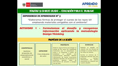 III EXPERIENCIA DE APRENDIZAJE ACTIVIDAD 1 EPT 3 Y 4 GRADO RETO