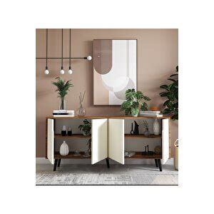 Vertex Mobilya Latina Ahşap Ayaklı Modern Konsol 180 Cm Ceviz Beyaz Konsol