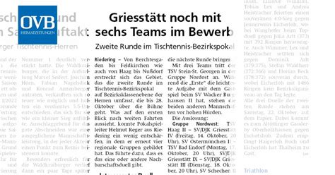 Griesstätt noch mit sechs Teams im Bewerb OVB Heimatzeitungen