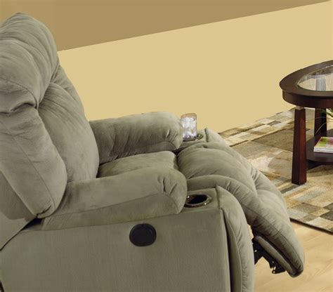 Jackpot Power Chaise Recliner With Cupholders In Sage Microfiber Fabric By Catnapper 6980