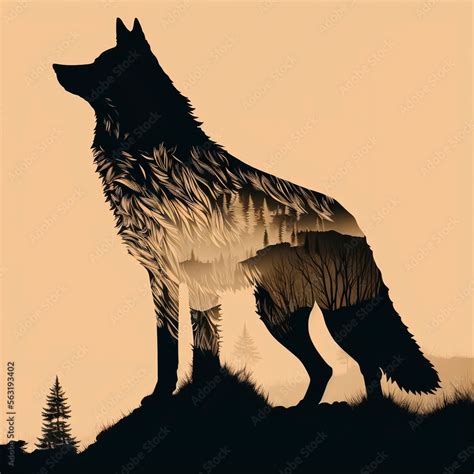 wolf animal, digital art style, illustration painting Stock ...