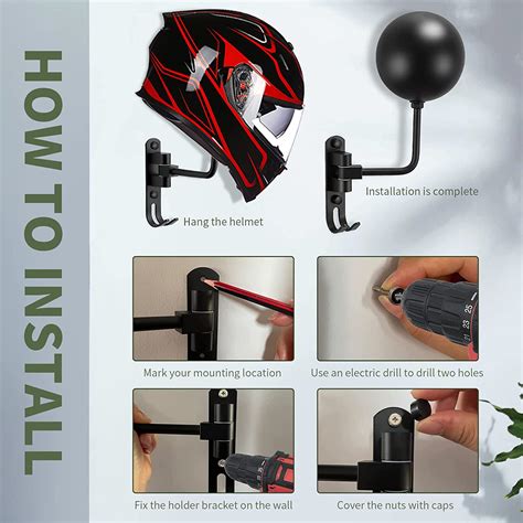 Suport de perete pentru casca moto, palarie, geaca moto, reglabil 180