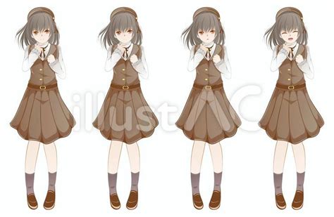 女の子 秋服 表情イラスト No 23110383／無料イラストフリー素材なら「イラストac」