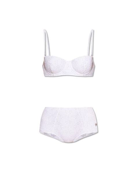 Dolce Gabbana Broderie Anglaise Balconette Bikini Set In White Lyst