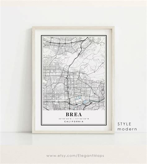 Brea California Map Brea CA Map Brea City Map Brea Print - Etsy