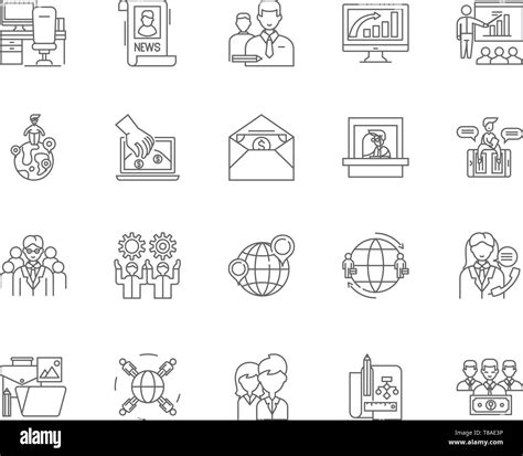 Chambers Of Commerce Line Icons Signs Vector Set Outline