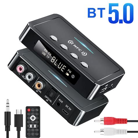 Bluetooth 5 0 Receiver Transmitter FM Stereo AUX 3 5mm Jack RCA Optical