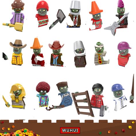 WUHUI 16PCS Plants Vs Zombies Minifigures Toy Building Kit Toys