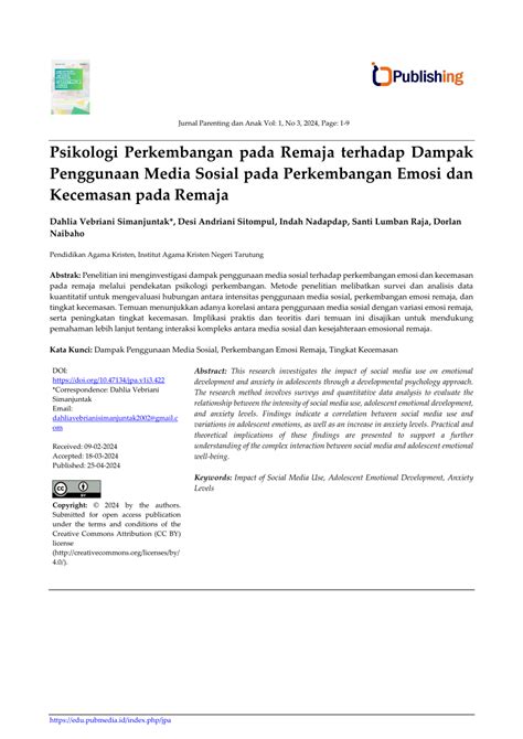 PDF Psikologi Perkembangan Pada Remaja Terhadap Dampak Penggunaan