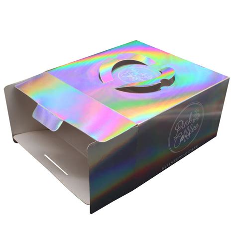 Customised Logo Printing Paper Wholesale Luxury Pink Holographic Square Cake Packaging Boxes For