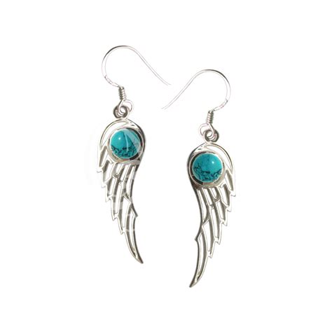 Wholesale Angel Wing Turquoise Sterling Silver Earrings