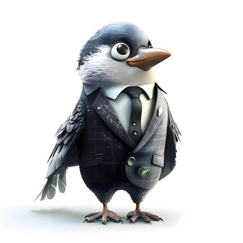 Penguin In A Suit And Tie Isolated On A White Background Image