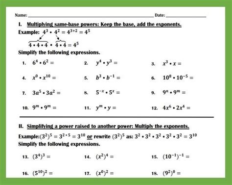 Laws Of Exponents Practice Worksheet I Exponent Practice Exponents Practices Worksheets