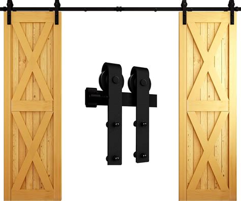 Ft Cm Noir Grange En Bois Double Ensemble De Hardware Porte