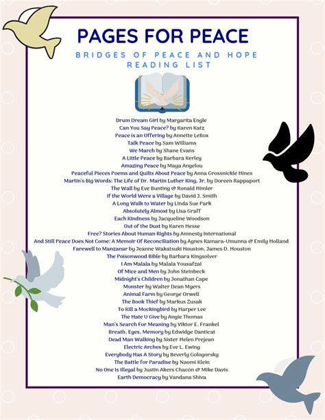 Pages For Peace Reading List Bridges Of Peace And Hope