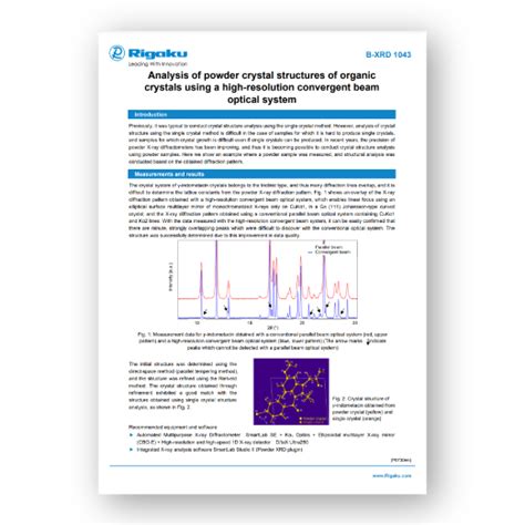 Analysis Of Powder Crystal Structures Of Organic Crystals Using A High