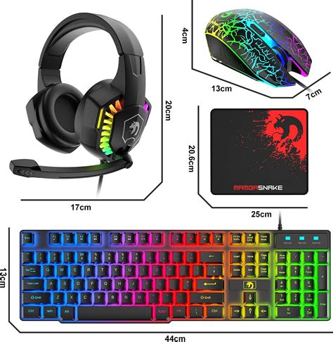 Wired Gaming Keyboardandmouse Headset Comborainbow Over Ear Headphone With Micmice Pad For Pc