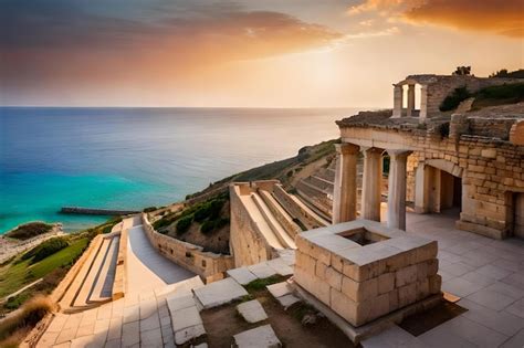 Una Vista Del Atardecer De Las Antiguas Ruinas Griegas De Feso Foto