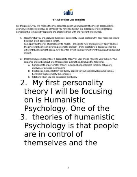 PSY 328 Project One Template PSY 328 Project One Template For This