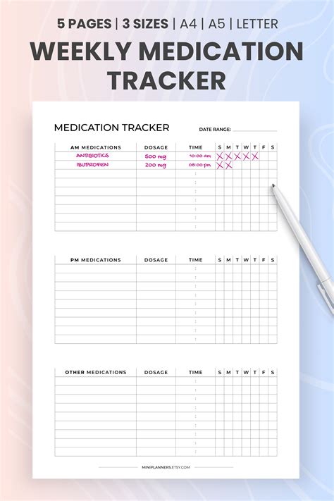 Weekly Medication Log Printable Am Pm Daily Medication Schedule Pill