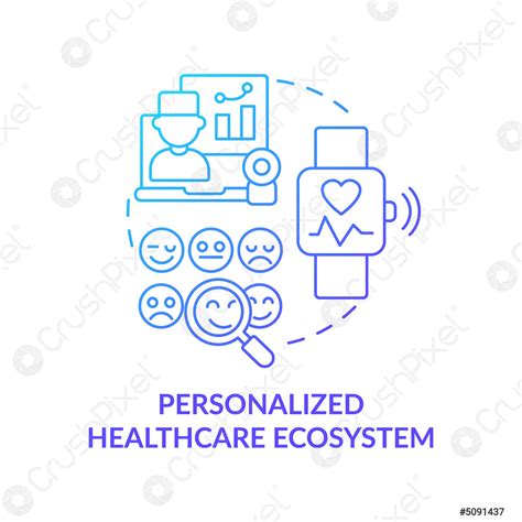 Personalized Healthcare Ecosystem Blue Gradient Concept Icon Stock