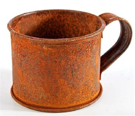 Set Of 6 Rusted Metal Cups With Handle Primitive Rusty Tin By Factory