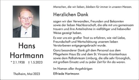 Traueranzeigen Von Hans Hartmann Vrm Trauer De