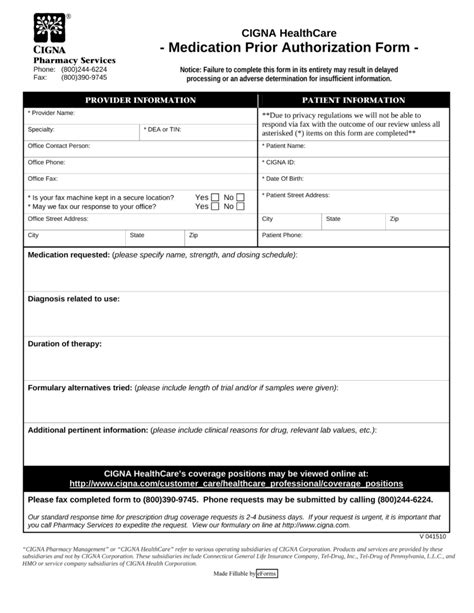 Cigna General Prior Authorization Form