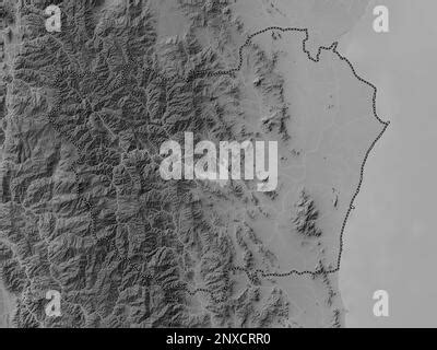 Phetchaburi Province Of Thailand Grayscale Elevation Map With Lakes