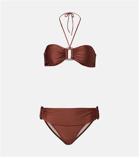 Solid Bandeau Bikini In Brown Adriana Degreas Mytheresa