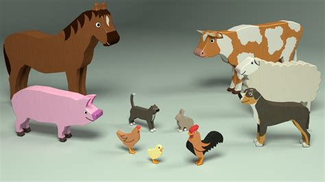 modelo  paquete de animales de granja meeple turbosquid