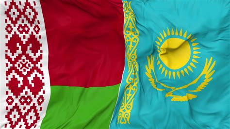 Kazakhstan And Belarus Flags Together Seamless Looping Background