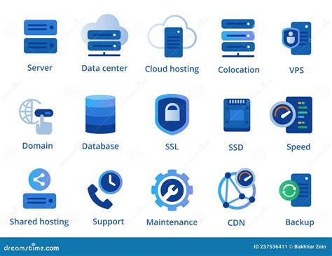 Web Hosting Service Icon Set From Colocation Server Vpn Shared To Cdn