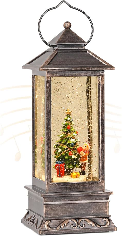 Inch Snow Globe Christmas Glitter Lighted Christmas Lantern With