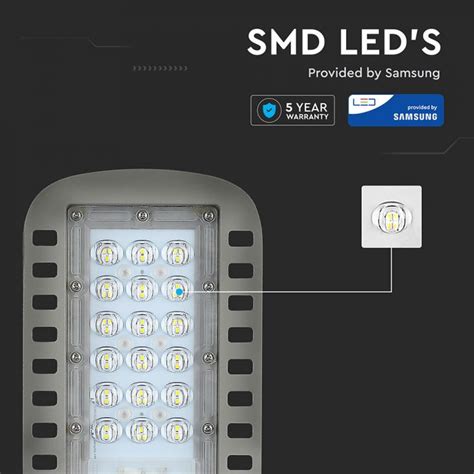 Lampa Stradala LED Slim 30W 120lm W Cip Samsung Corp Gri Alb Rece 5