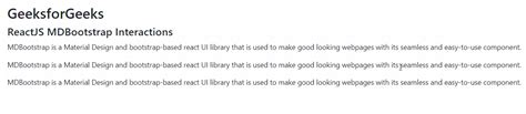 Reactjs Mdbootstrap Interactions Utilities Geeksforgeeks