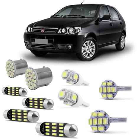 Kit Lâmpadas LED Pingo e Torpedo FIAT Palio G1 G2 G3 Farolete Placa