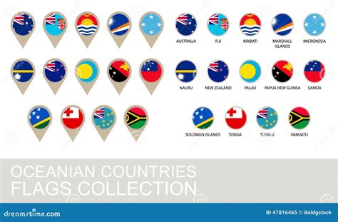 Oceania Countries Flags Collection Stock Vector - Illustration of ...