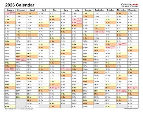 Free Printable 2026 Calendar With Holidays