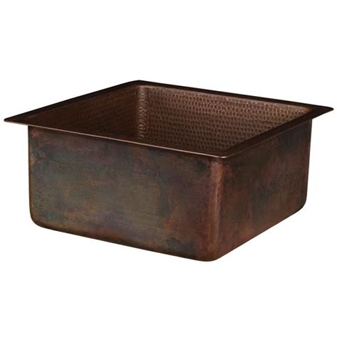 Premier Copper Products Square Copper Sink With Drain In Bs Db