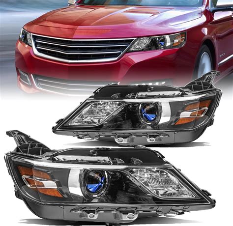 Jsboyat Fits For 2014 2020 Chevy Impala Halogen Style Projector Black Headlights