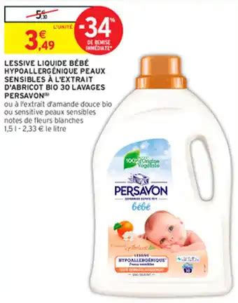 Promo LESSIVE LIQUIDE BÉBÉ HYPOALLERGÉNIQUE PEAUX SENSIBLES À L EXTRAIT