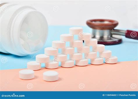 White Tablet Medicine And White Bottle Stock Photo Image Of Cancer