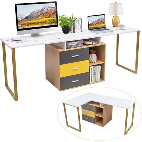 Costway Bureau Informatique Industriel Bureau D Ordinateur Avec 3