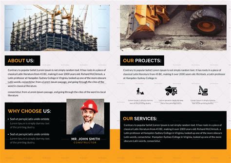 Construction Company Brochure Design Template in Word, PSD, Publisher ...