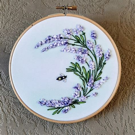 Lavender Embroidery Kit Beginner Ribbon Embroidery Do It Etsy