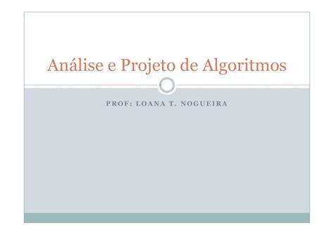 Pdf An Lise E Projeto De Algoritmosloana Apa Pdf A An Lise De